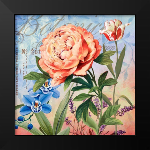 Botanique with Peony Black Modern Wood Framed Art Print by Art Licensing Studio