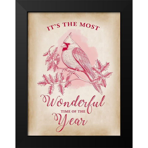 Christmas Cardinal Black Modern Wood Framed Art Print by Art Licensing Studio