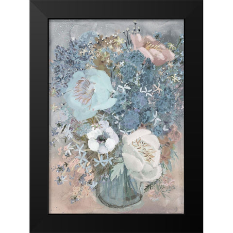 Summer Blues Bouquet Black Modern Wood Framed Art Print by Art Licensing Studio