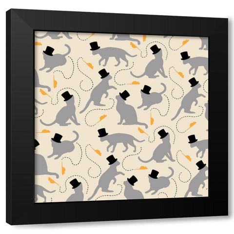 Sophisticated Kitties Black Modern Wood Framed Art Print by Art Licensing Studio