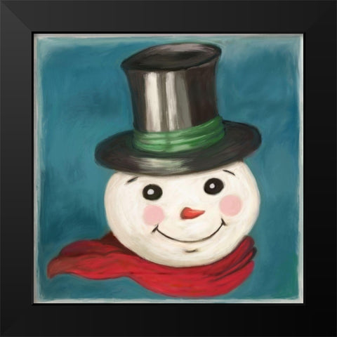 Happy Snowman Black Modern Wood Framed Art Print by Art Licensing Studio