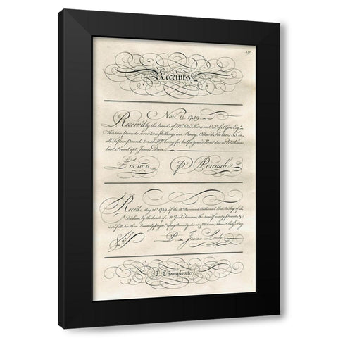 Receipts Black Modern Wood Framed Art Print by Art Licensing Studio