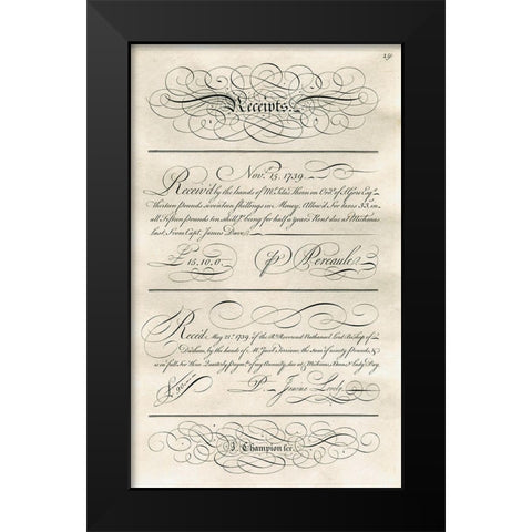 Receipts Black Modern Wood Framed Art Print by Art Licensing Studio