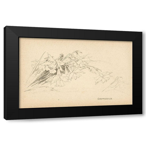 Daffodils Black Modern Wood Framed Art Print with Double Matting by Art Licensing Studio