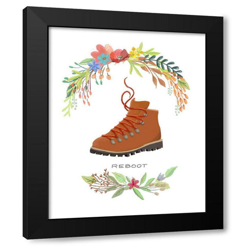 Sweet Adventure Boot Black Modern Wood Framed Art Print by Art Licensing Studio