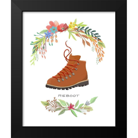 Sweet Adventure Boot Black Modern Wood Framed Art Print by Art Licensing Studio