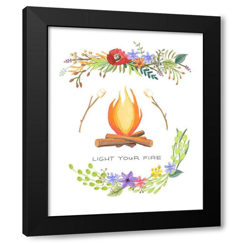 Sweet Adventure Fire Black Modern Wood Framed Art Print by Art Licensing Studio