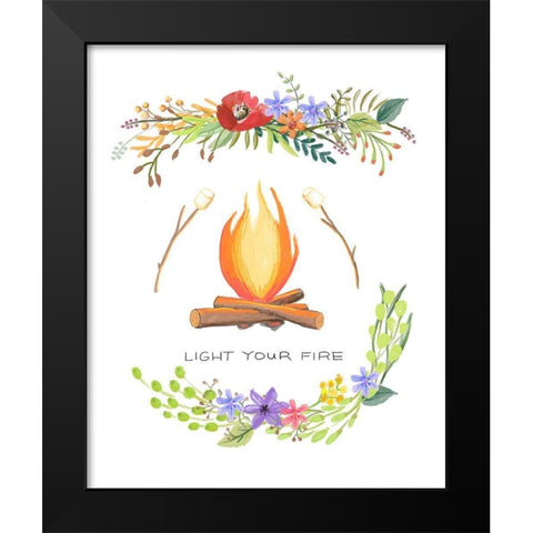 Sweet Adventure Fire Black Modern Wood Framed Art Print by Art Licensing Studio