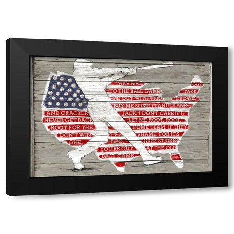 USA Flag and Batter Black Modern Wood Framed Art Print with Double Matting by Art Licensing Studio