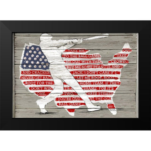 USA Flag and Batter Black Modern Wood Framed Art Print by Art Licensing Studio