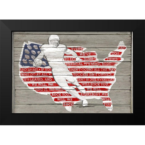 USA Flag and Runningback Black Modern Wood Framed Art Print by Art Licensing Studio