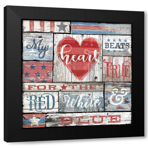 My Patriotic Heart Black Modern Wood Framed Art Print with Double Matting by Art Licensing Studio