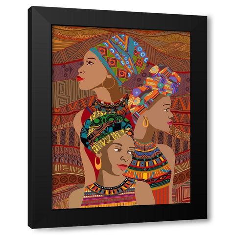 3 Women Portrait Black Modern Wood Framed Art Print with Double Matting by Art Licensing Studio