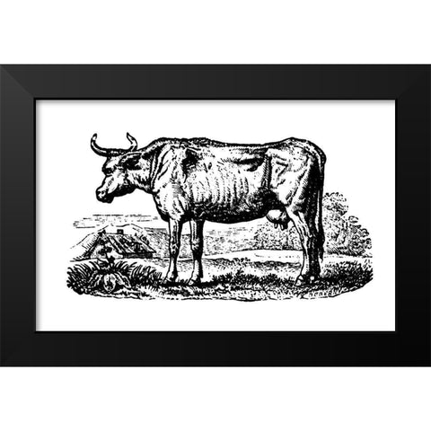 Horned Cow Black Modern Wood Framed Art Print by Art Licensing Studio