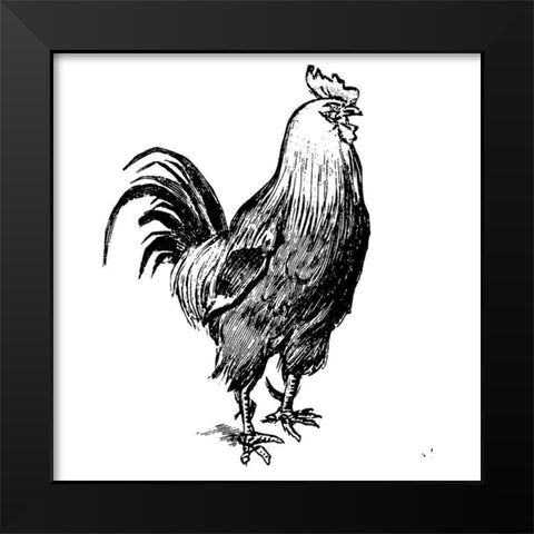 The Rooster Guard Black Modern Wood Framed Art Print by Art Licensing Studio
