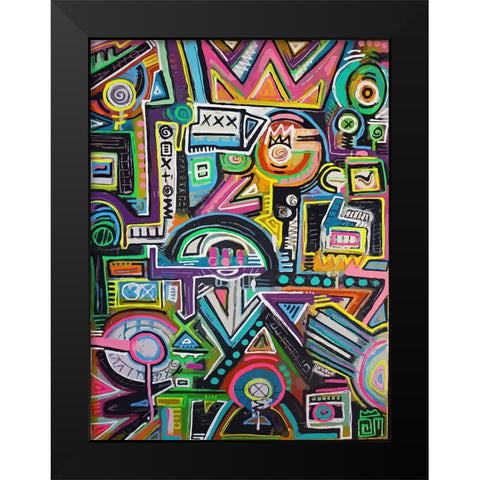 Humpty Dumpty Loves Spelunking Black Modern Wood Framed Art Print by Mcilwaine, Alloyius
