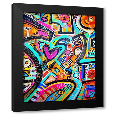 Peacock Love Shimmy Black Modern Wood Framed Art Print with Double Matting by Mcilwaine, Alloyius