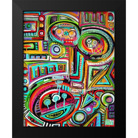 Peeling Rubix Cube Stickers Black Modern Wood Framed Art Print by Mcilwaine, Alloyius