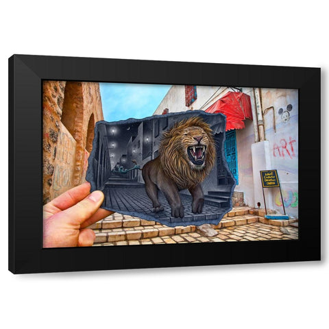 Pencil Vs Camera 63 - Roaring Lion Black Modern Wood Framed Art Print by Heine, Ben