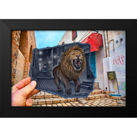 Pencil Vs Camera 63 - Roaring Lion Black Modern Wood Framed Art Print by Heine, Ben