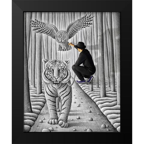 Pencil Vs Camera 74 - Making of Owl and Tiger Black Modern Wood Framed Art Print by Heine, Ben