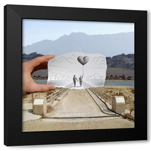 Pencil Vs Camera - Love Balloon Black Modern Wood Framed Art Print by Heine, Ben