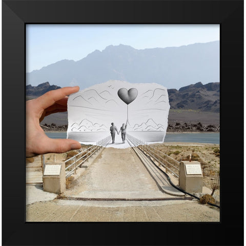 Pencil Vs Camera - Love Balloon Black Modern Wood Framed Art Print by Heine, Ben