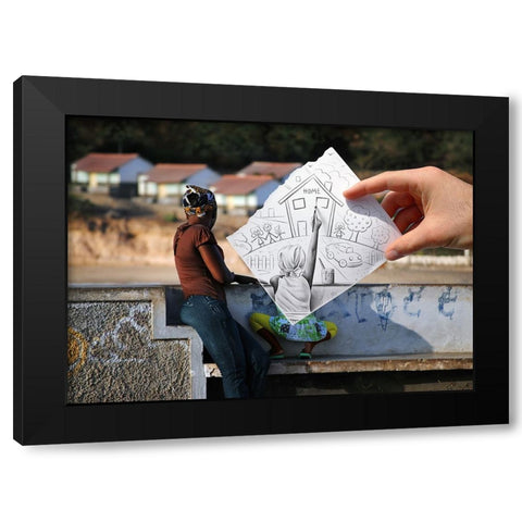 Pencil Vs Camera - Poverty Black Modern Wood Framed Art Print by Heine, Ben