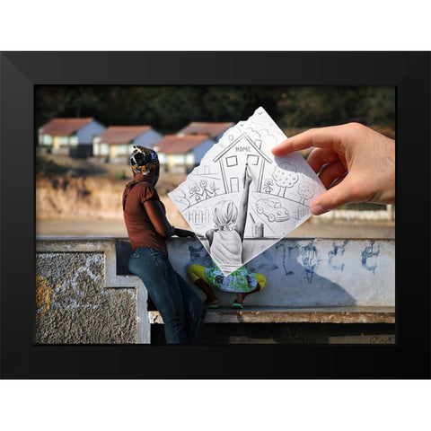Pencil Vs Camera - Poverty Black Modern Wood Framed Art Print by Heine, Ben