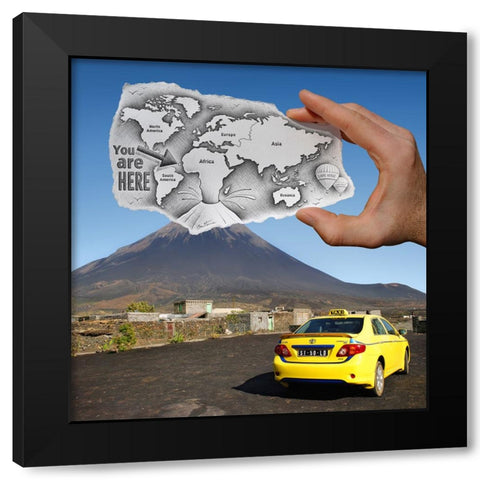 Pencil Vs Camera - World Map Black Modern Wood Framed Art Print with Double Matting by Heine, Ben