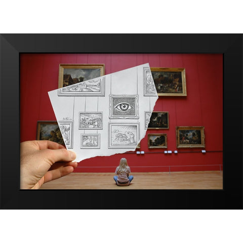 Pencil Vs Camera 7 - The Museum Black Modern Wood Framed Art Print by Heine, Ben