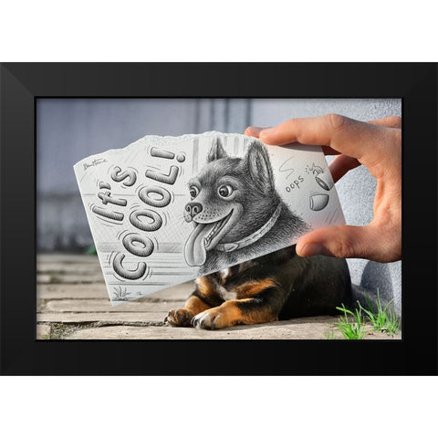 Pencil Vs Camera 65 - Cute Doggy Black Modern Wood Framed Art Print by Heine, Ben