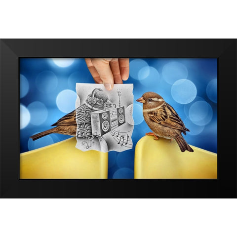 Pencil Vs Camera 66 - Singing Birds Black Modern Wood Framed Art Print by Heine, Ben