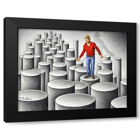 Pencil Vs Camera 75 Cylinders Black Modern Wood Framed Art Print by Heine, Ben