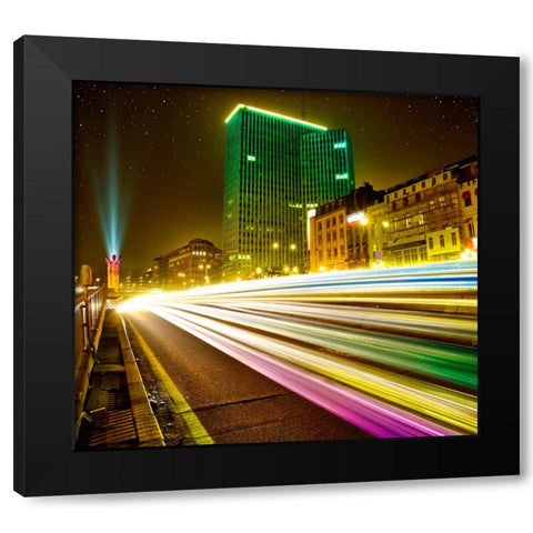 Brussels By Night - NO logo Black Modern Wood Framed Art Print by Heine, Ben