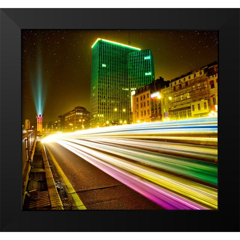 Brussels By Night - NO logo Black Modern Wood Framed Art Print by Heine, Ben
