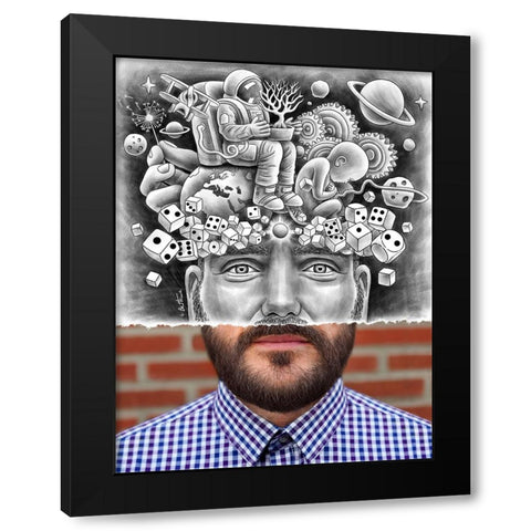 Human Big Bang - Pencil Vs Camera Black Modern Wood Framed Art Print with Double Matting by Heine, Ben