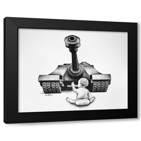 No More War Black Modern Wood Framed Art Print by Heine, Ben