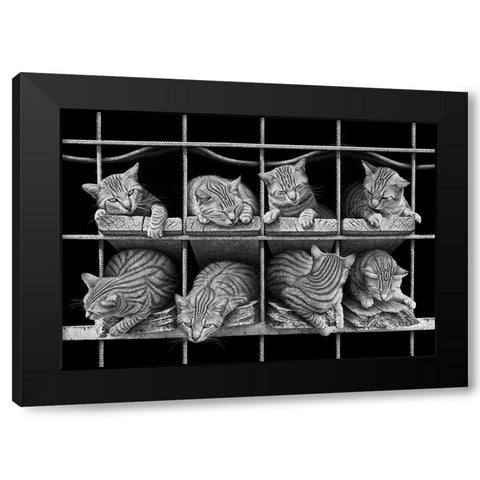 Octet Black Modern Wood Framed Art Print by Heine, Ben