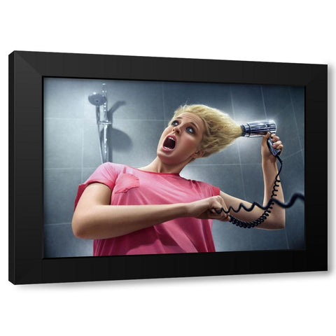 Oops Black Modern Wood Framed Art Print by Heine, Ben