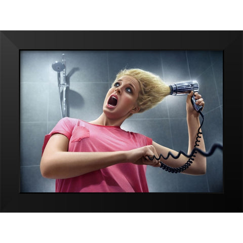 Oops Black Modern Wood Framed Art Print by Heine, Ben