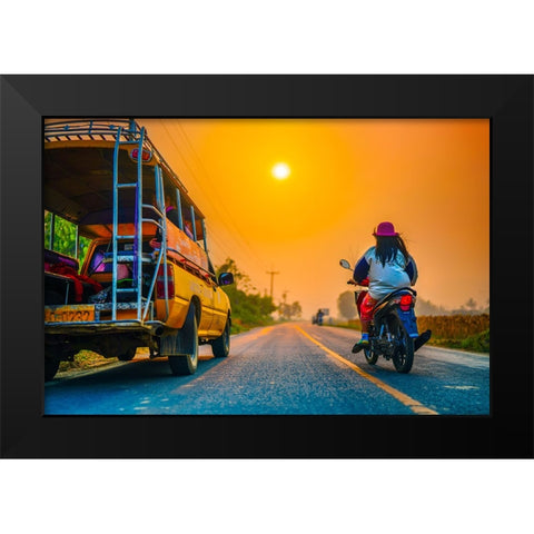 Thailand Street Black Modern Wood Framed Art Print by Heine, Ben