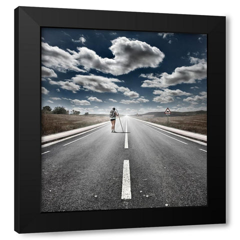 The Road Never Ends Black Modern Wood Framed Art Print by Heine, Ben