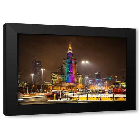 Warsaw by Night Black Modern Wood Framed Art Print with Double Matting by Heine, Ben