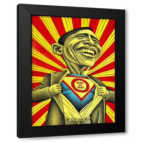 Will Obama Change The World Black Modern Wood Framed Art Print by Heine, Ben