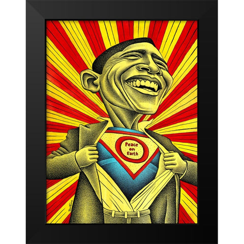 Will Obama Change The World Black Modern Wood Framed Art Print by Heine, Ben