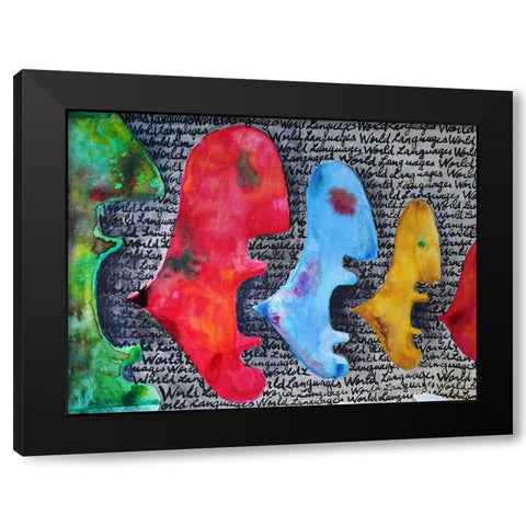 Abstract faces Black Modern Wood Framed Art Print by Heine, Ben