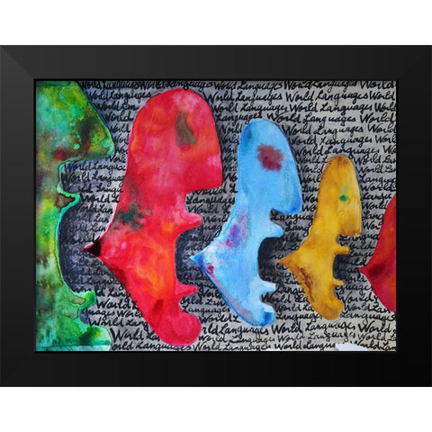 Abstract faces Black Modern Wood Framed Art Print by Heine, Ben