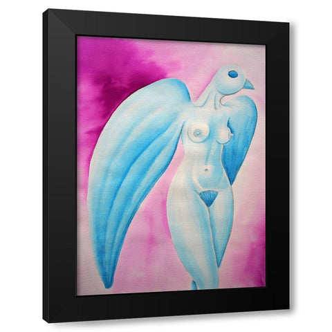 bird Watercolor Black Modern Wood Framed Art Print by Heine, Ben