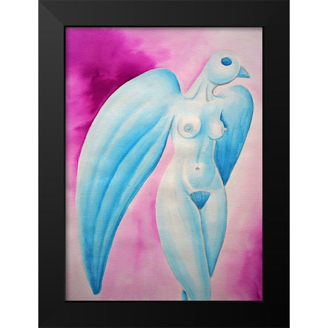 bird Watercolor Black Modern Wood Framed Art Print by Heine, Ben